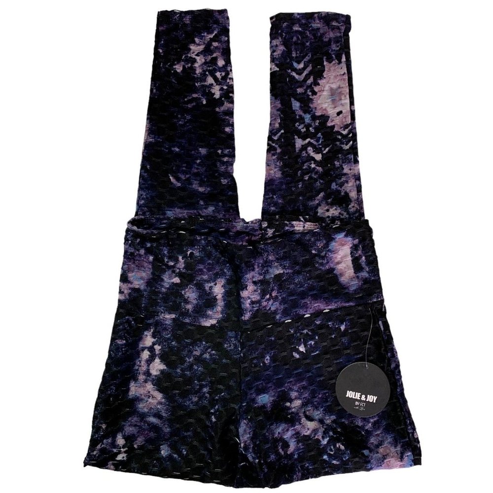 Jolie & Joy by FCT Honeycomb Tie Dye Activewear Ankle Leggings Ruched Butt